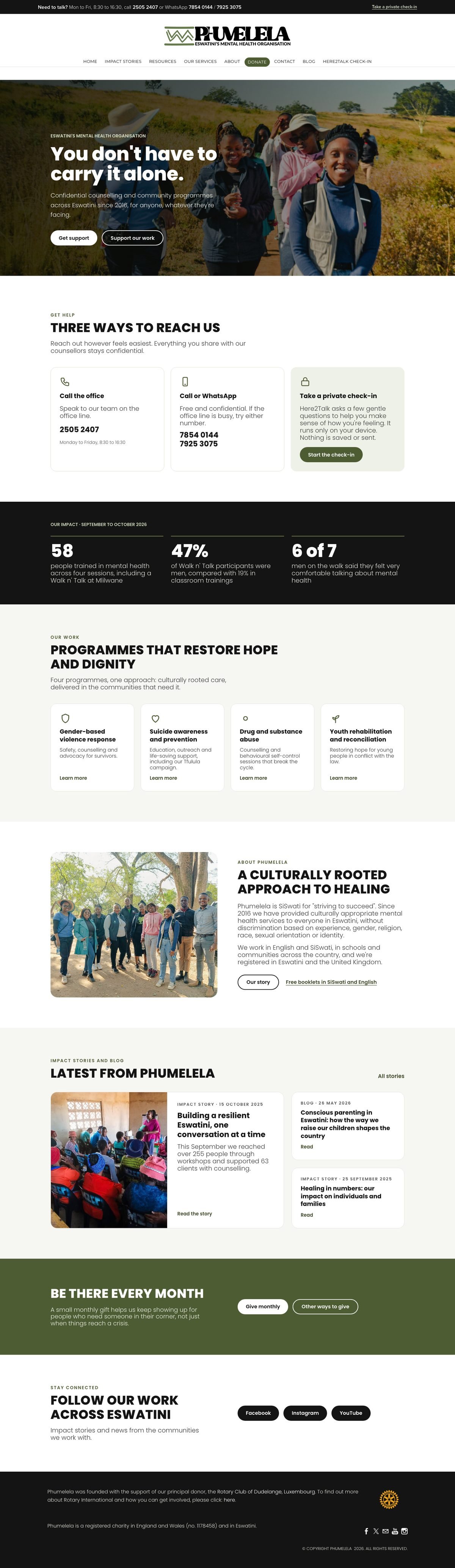 Phumelela website, desktop